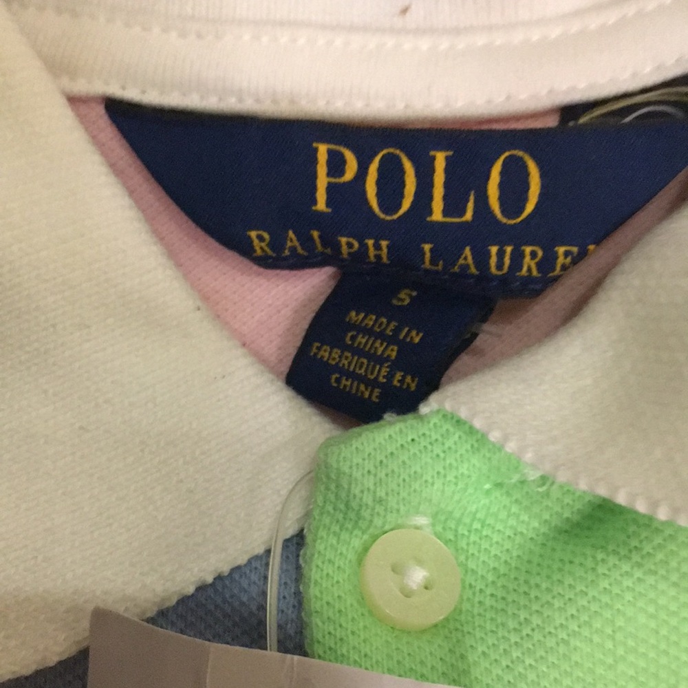 Ralph Lauren Polo Patch work Dress Size 5 NEW Light Colors Eyelet Lace hem Cute - Picture 2 of 8